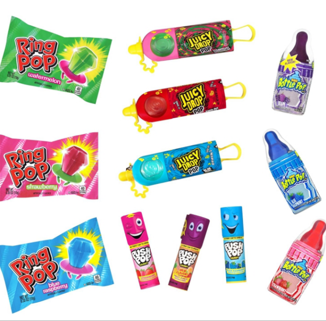 Candy Variety Pack - 18 Count Assorted Lollipops - Ring Pop, Push Pop, Baby Bottle Pop & Juicy Drop - Ideal for Birthdays, Party Favors, Celebrations & Candy Gifts by Bazooka Candy Brands
