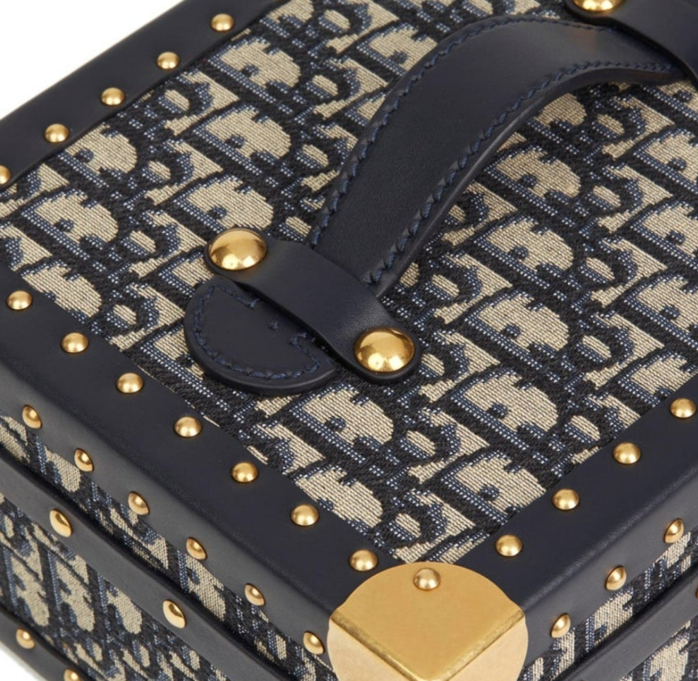 Dior 2017 Dior Blue Oblique Monogram Canvas & Calfskin Leather Jewellery Case