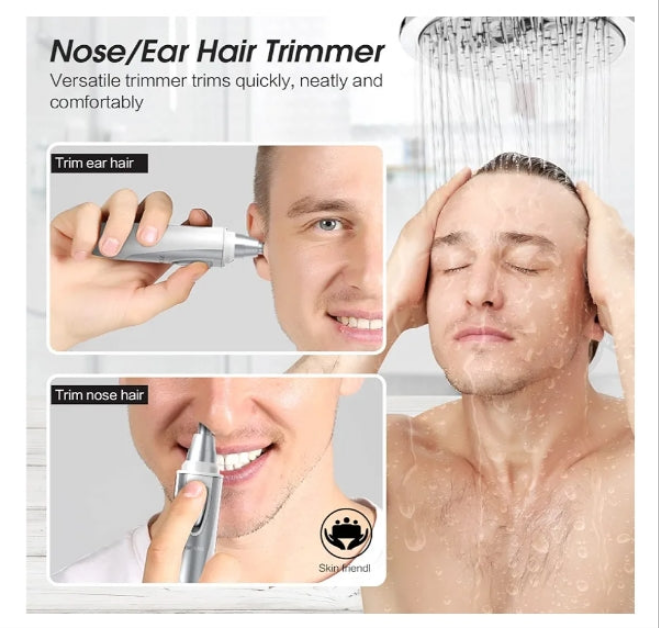 Ear and Nose Hair Trimmer Clipper - 2024 Professional Painless Eyebrow & Facial Hair Trimmer for Men Women,Battery-Operated Trimmer with IPX7 Waterproof,Dual Edge Blades for Easy Cleansing