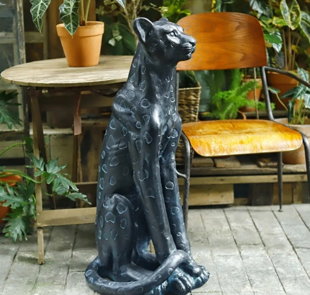 Luxurious 35.5''H Large Leopard Statue Outdoor Leopard Statues MGO Cheetah Statue Leopard Sculpture Cheetah for Home Decor Garden Decorative Outdoor Sculpture Patio Yard