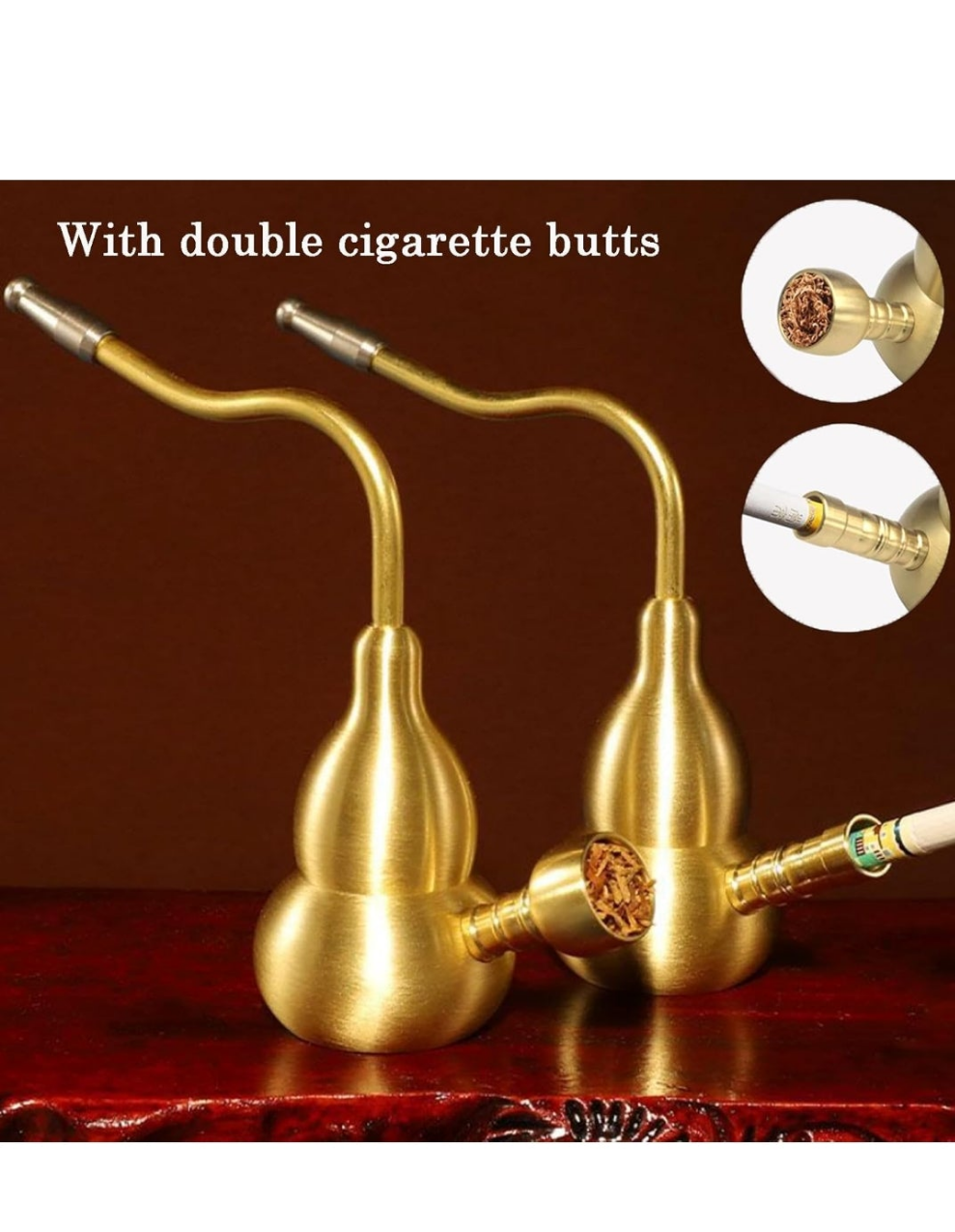Hookah Mini Hookahs Shisha Handheld Personal Hookah Water Pipe For Smoking Brass Small Travel Hookah Smoking Gifts For Father Husband Boyfriend or Friends,