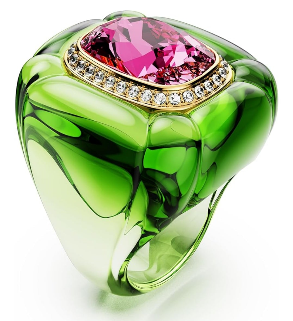 Swarovski Crystal Dulcis cocktail ring, Cushion cut, Pavé, Multicolored, Size 6 3/4