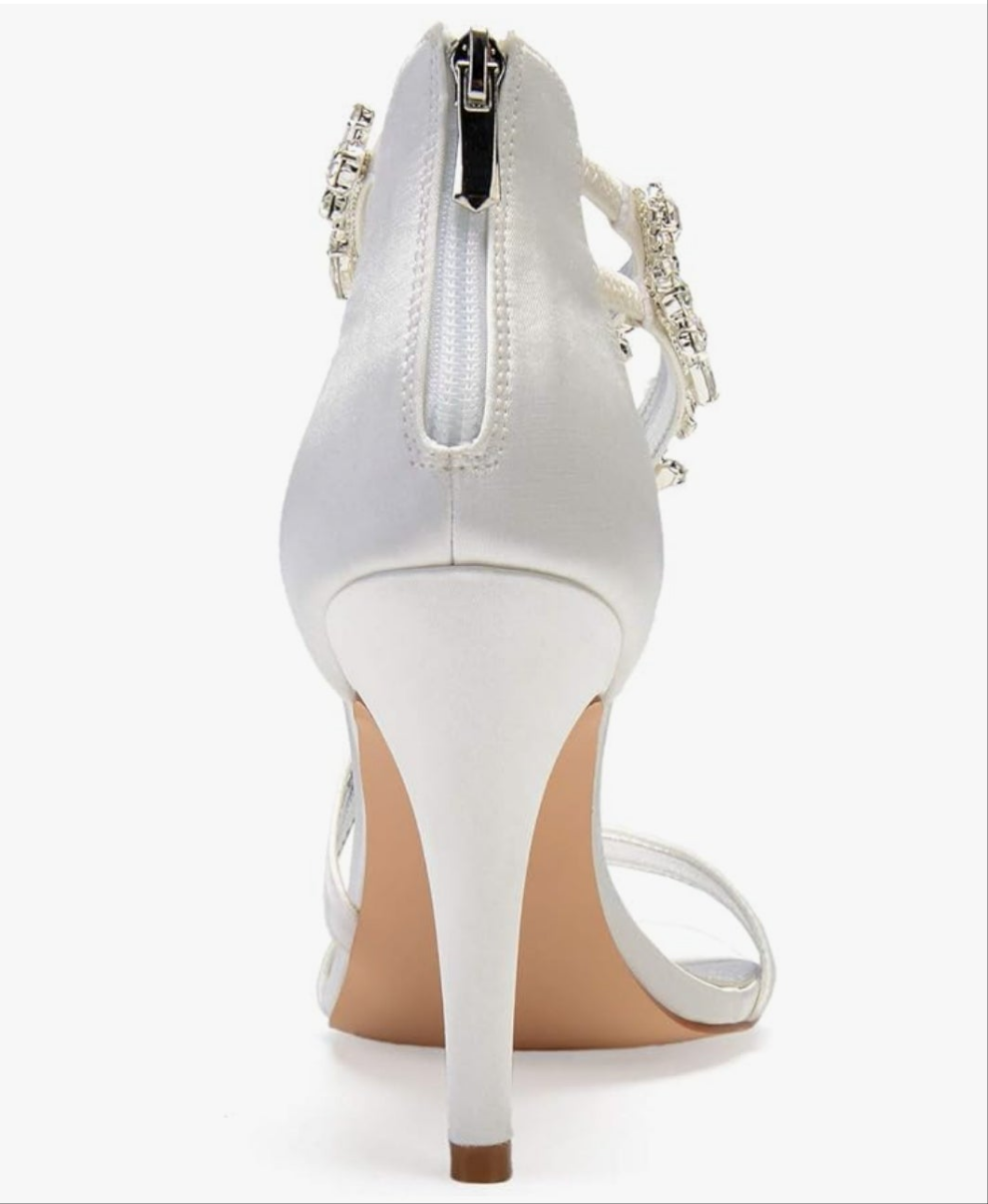 Ankle Strap High Heel Pumps Crystal Formal Evening Prom Party Dress Shoes stunning