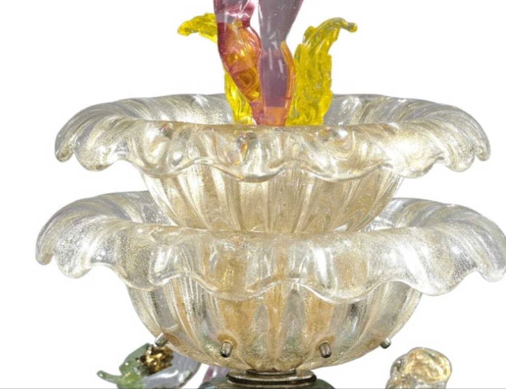 24-Carat Gold Leaf Murano Venetian Glass Water Fountain Incredible