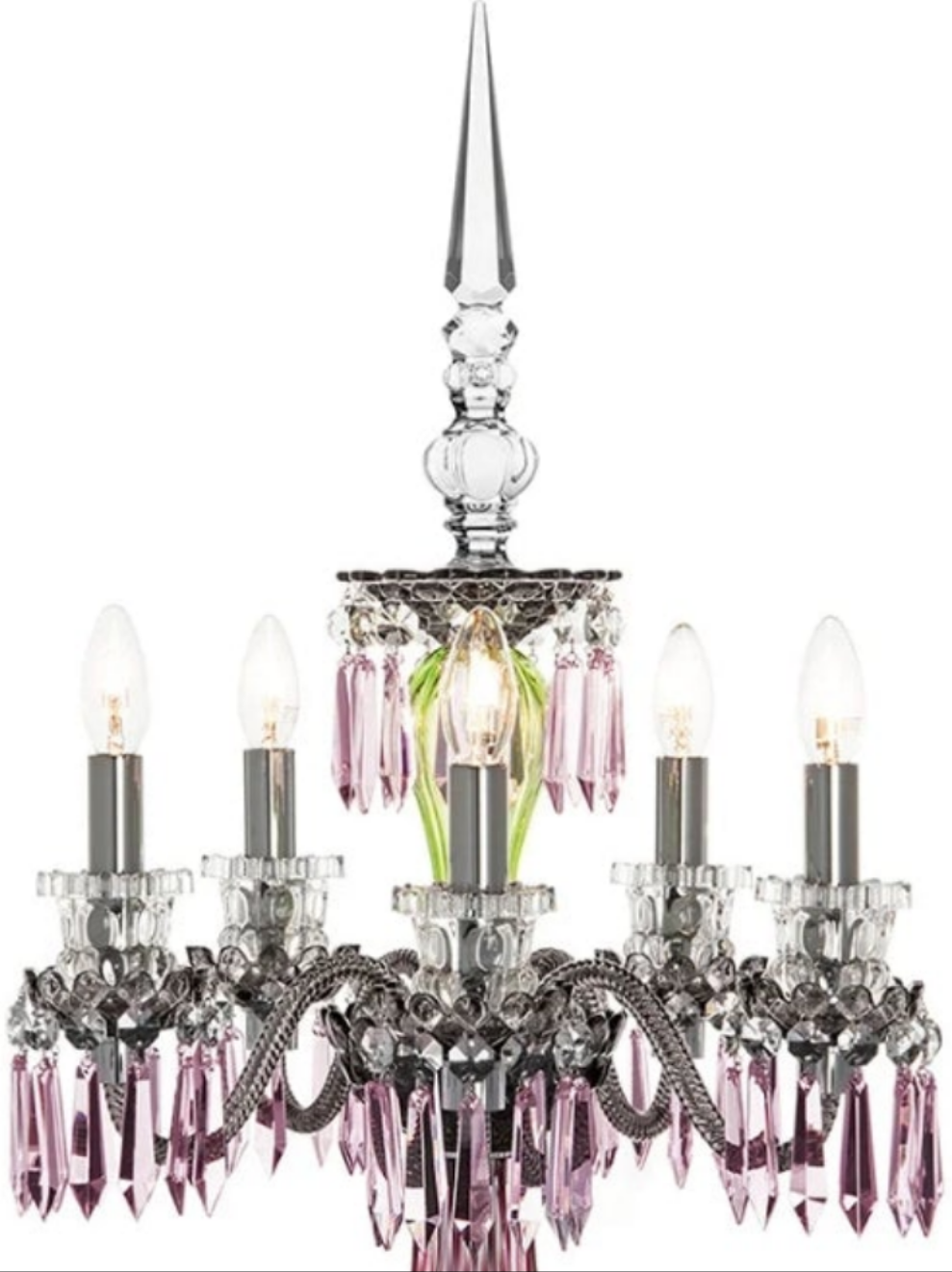 ARLEQUIN AMETHYST CRYSTAL CANDELABRA Saint-Louis Crystal Arlequin Three-Light Electric Candelabra or Five-Light