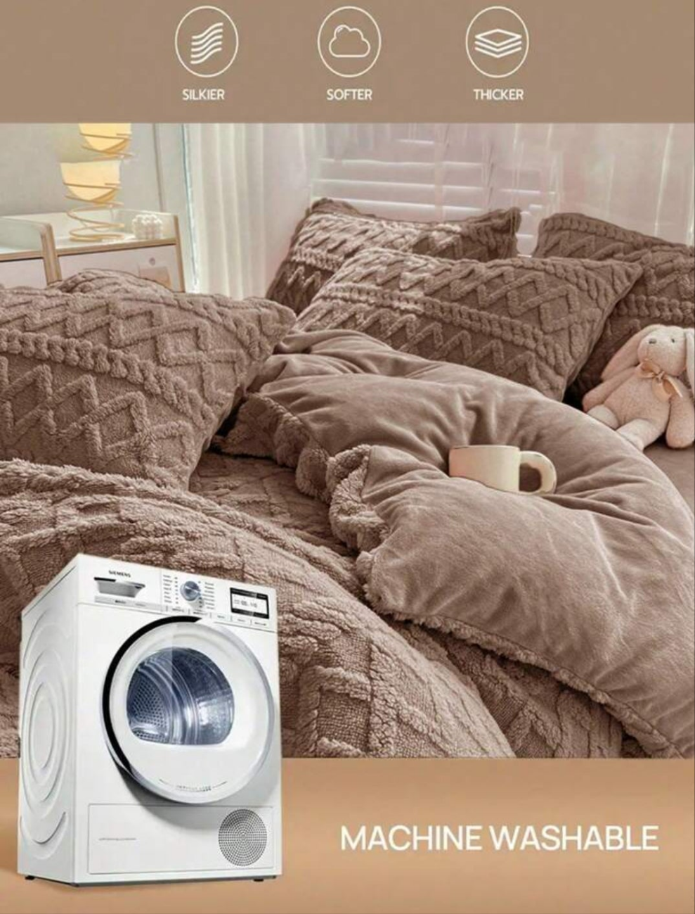 3pcs Deep Plush Crystal Velvet Cozy And Soft Duvet Cover Set, Suitable For Bedroom, Guest Room 1 set of 3
