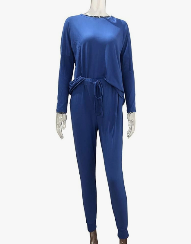 Two Piece Fall Outfits for Women 2024 Long Sleeve Striped/Color Block Tops and Pants Lounge Sets Tracksuit with Pocket