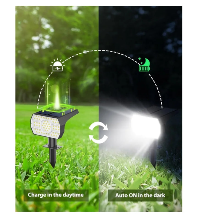 Solar Spot Lights Outdoor Waterproof, 3 Lighting Modes Solar Landscape Lights for Outside, 56LED Solar Powered Lights Dusk to Dawn Pack of 6