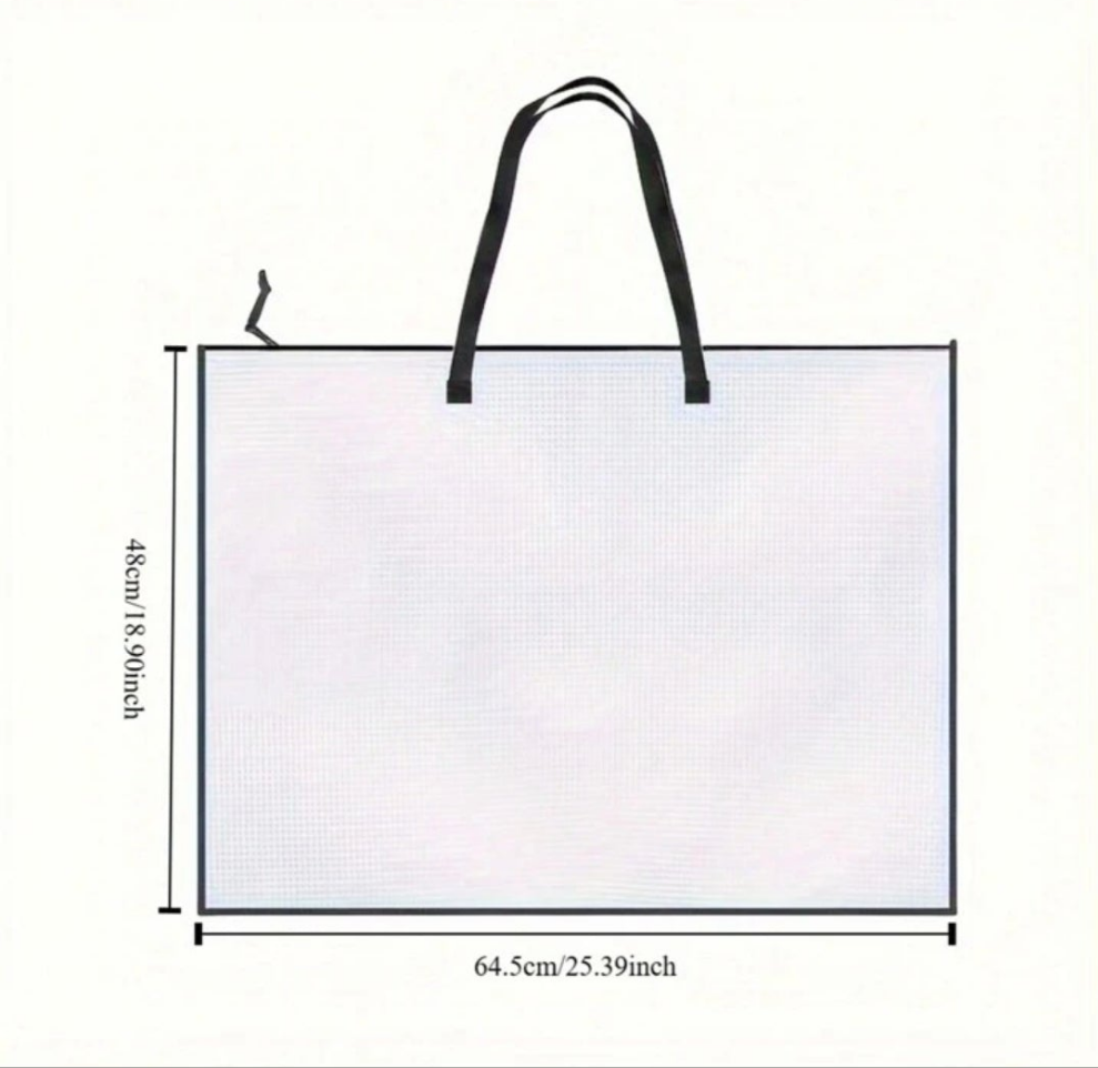 1pc Large Art Portfolio Bag, Poster Diamond Painting Storage Bag, With Zipper Handle, Portable Oil Painting Storage Bag, Mesh Transparent Folder Storage Bag, Used For Bulletin Board Art Charts And Teaching Materials, School Office Supplies Art Craft Suppl