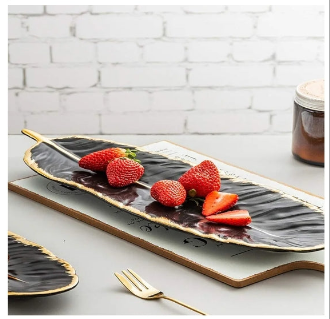 Gold-plated ceramic plate set in spring design, tray, dishes, accessories, fruit plate, kitchen, dining room, Plates Kitchen-