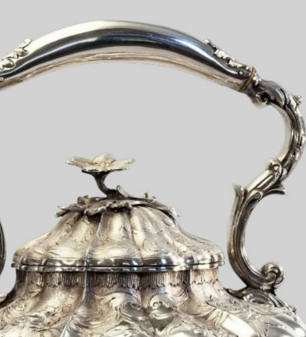 An exquisite piece 925 Sterling Silver William IV English sterling teapot on stand 1837 - 16" high x 9" wide x 12" deep