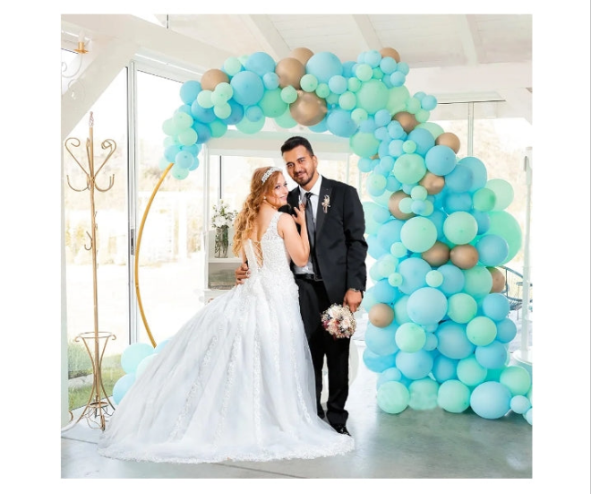 8ft Balloon Arch Stand,Round Backdrop Stand,Golden Circle Wedding Arch Frame for Wedding,Valentine's Day,Birthday,Party,Friends Gathering,Christmas,Garden Decoration