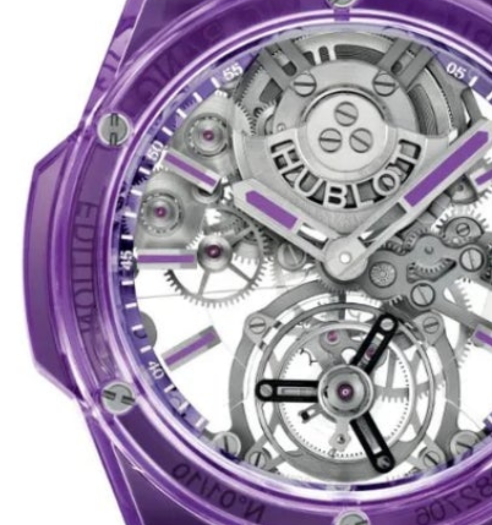 HUBLOT Big Bang Integrated Tourbillon Full Purple Sapphire 43 mm Transparent Dial Polished Purple Sapphire Crystal Bracelet 455.JM.0120.JM
Ref: 455.JM.0120.JM