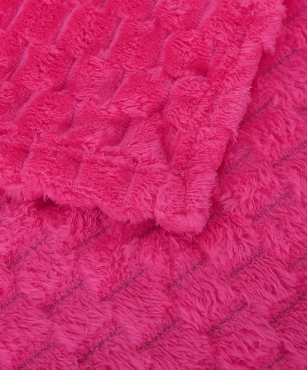 Hot Pink Throw Blanket 50"×60" inches Gifts for Mom Fuzzy 3D Jacquard Decorative Flannel Fleece Super Soft Plush Cozy Blanket for Couch Sofa Chair Lightweight