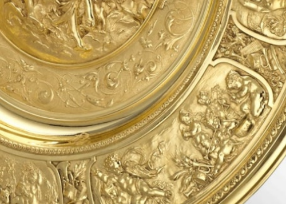 Rothschild "Poetry" Sterling Silver Gilt Salver by Elkington & Co.
