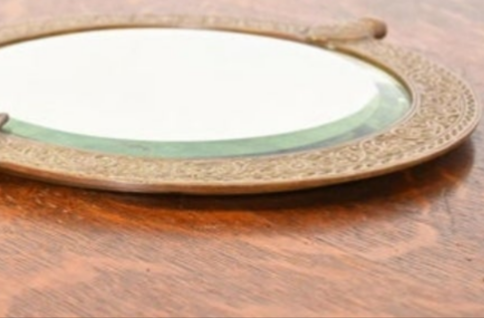 Antique Tiffany & Co. Bronze Doré Alhambra Vanity Hand Mirror, Circa 1910