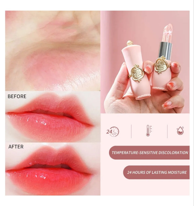 6 Pcs/Set Flower Jelly Lipstick Set Temperature Change Moisturizer Long Lasting Nutritious Balm Magic Color Change Lip Gloss