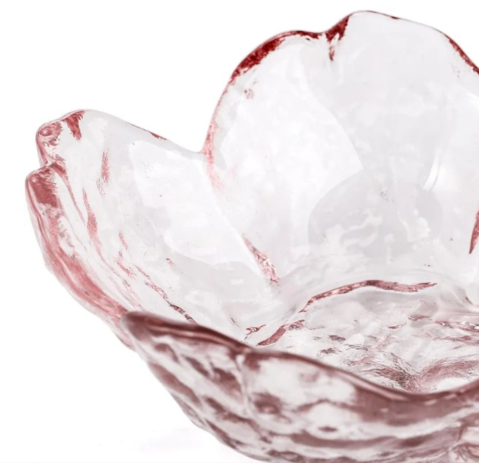 Set of 16 Glass Soy Sauce Dish, Sakura Shape Pink Dipping Bowls, Small Seasoning Dishes Appetizer Plates for Condiment Sushi Ketchup BBQ Party