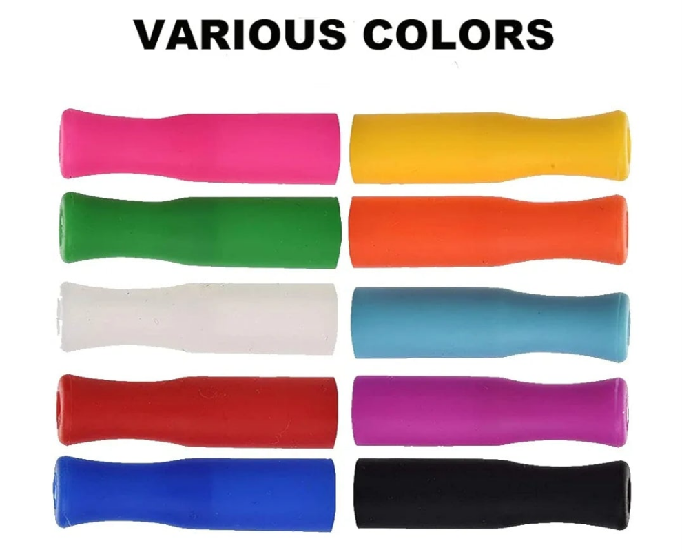 100pcs Straw Tips Reusable Silicone Straws Tips for Meta Several Colors Food Grade Covers Individually Wrapped Silicone Fits for Regular 1/4 Inch Wide Stainless Steel Straws