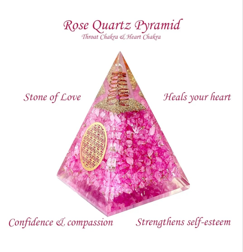 Orgone Pyramid of Success, Rose Quartz Pink Orgonite Pyramid is Healing Crystals for Peace, Calm & Love and Orgonite Pyramid helps in Healing Material 1 piece