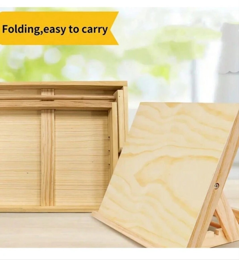 1pc Wooden Artist Easel With Tilted Drawing Board, Foldable Desktop Painting Easel For Sketch, Watercolor, Oil Painting, Multifunctional Display Stand With Wood Fiber Board For Art And Writing pine wood