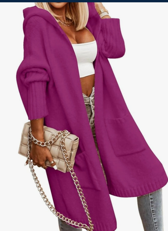Long Cardigan Cable Knitted Open Front Oversized Hooded Outerwear Sweater Coat