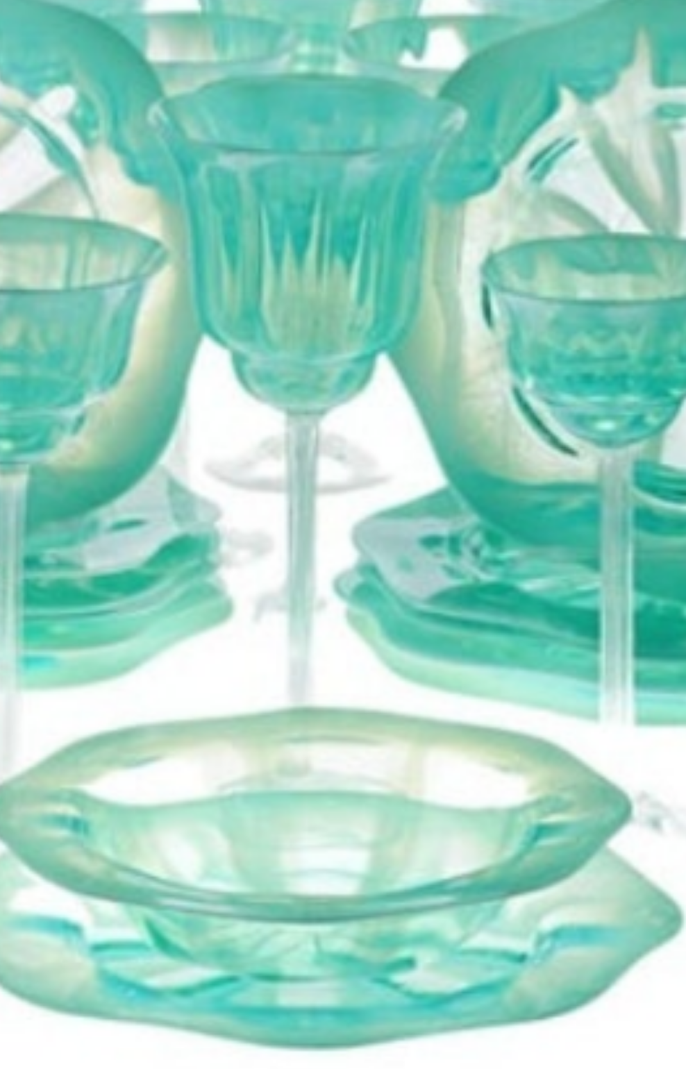 Louis Comfort Tiffany Pastel Favrile Glass Dinnerware 60 pieces