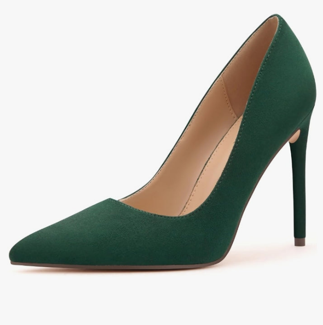 Women's Pumps Slip On High Heels with Pointed Toe 4Inch Stiletto Bridal Party Dress Heels for Casual