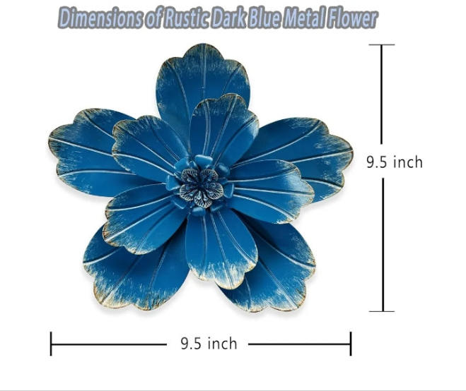 Metal Flower Wall Sculpture, Rustic Modern Floral Artwork, Distressed 3D Layered Iron Flower Wall Hanging Accent for Indoor/Outdoor, Kitchen,Living Room Office Garden Decor
