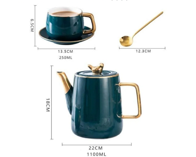 Gold plated Exquisite Ceramic Tea Set Coffee Cup Dish Spoon Set European Gold-Plated Side Cup with Creativefor Living Room Home Office for Household (4) (4)