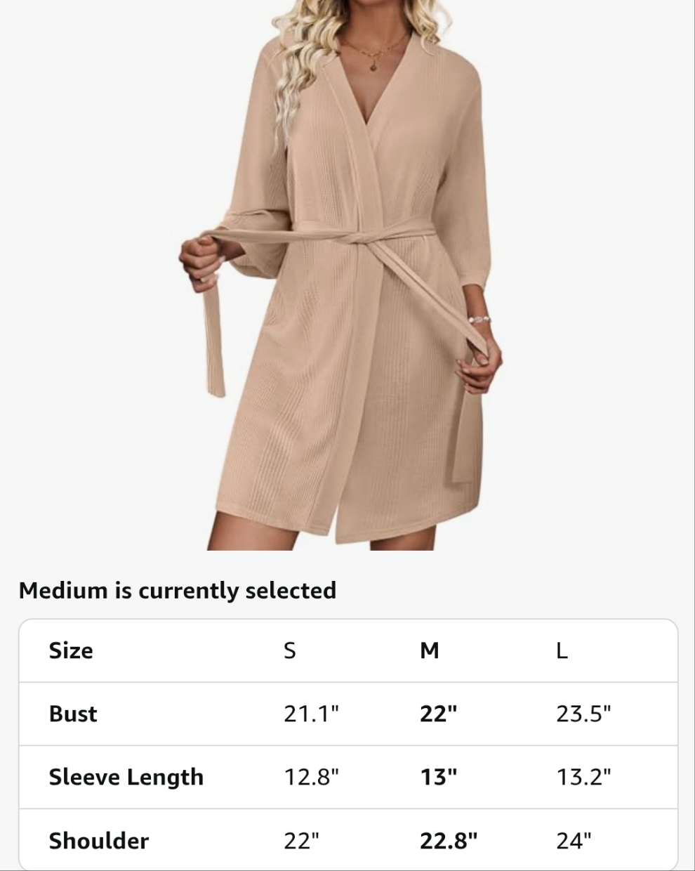 Waffle Robes for Women Lightweight Knit V Neck 3/4 Sleeve Kimono Bathrobe with Pockets Soft Sexy Spa Loungewear