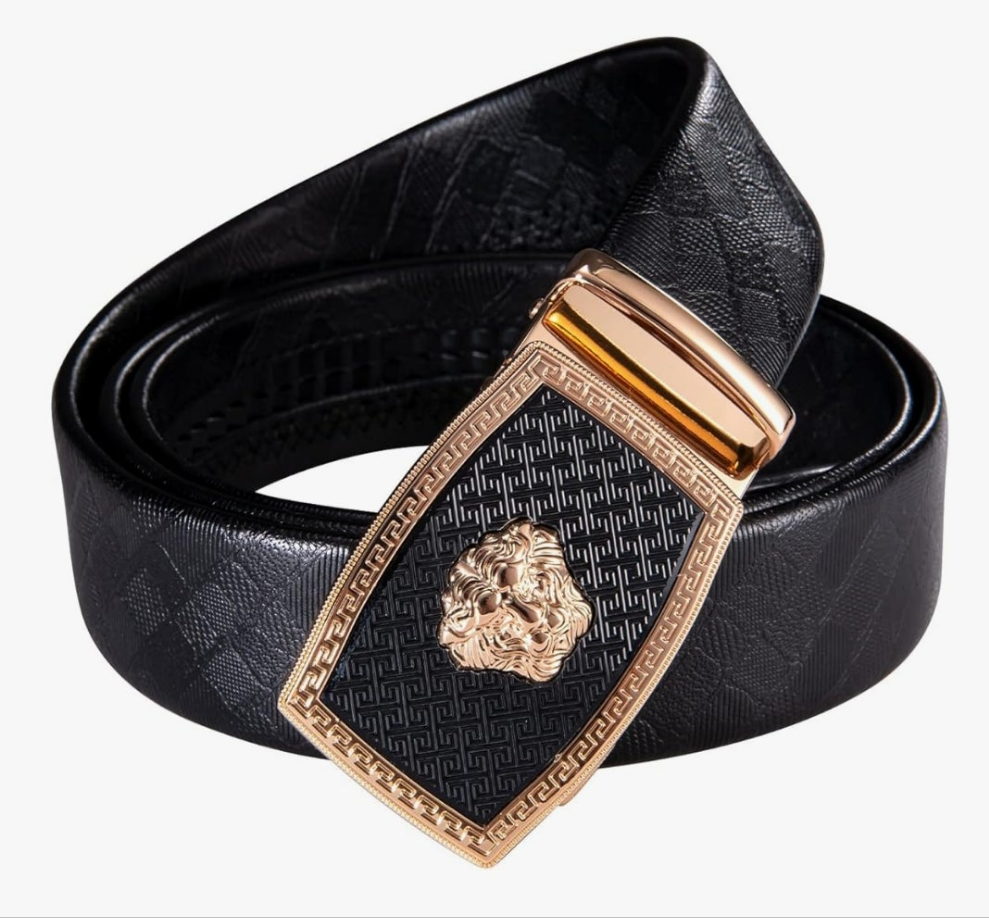 Men's Ratchet Belt Gold/Black/Red/Green/Blue/White Automatic Buckle Business Casual Belt Gift - Adjustable Fit