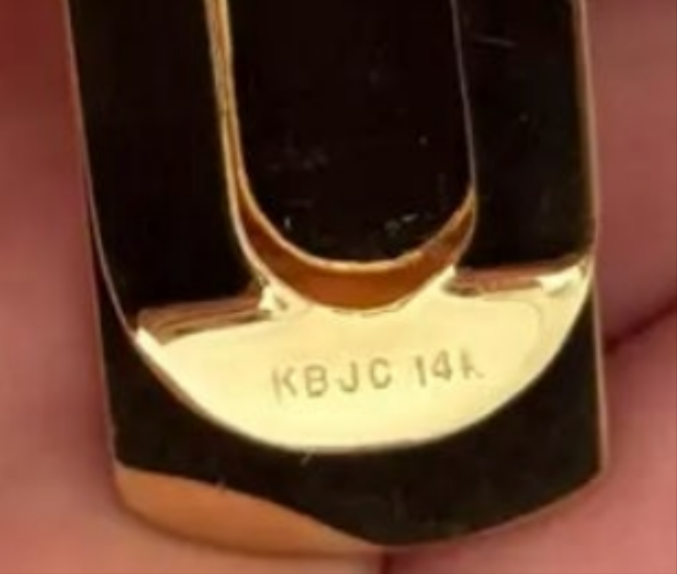 14K Solid Gold Satin Finish Money Clip with Black Star Sapphire