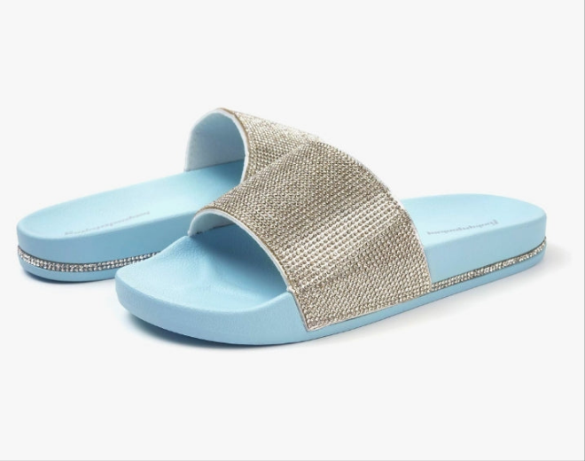 Women's Slides Rhinestone Glitter Slip On Footbed Platform Sandals
