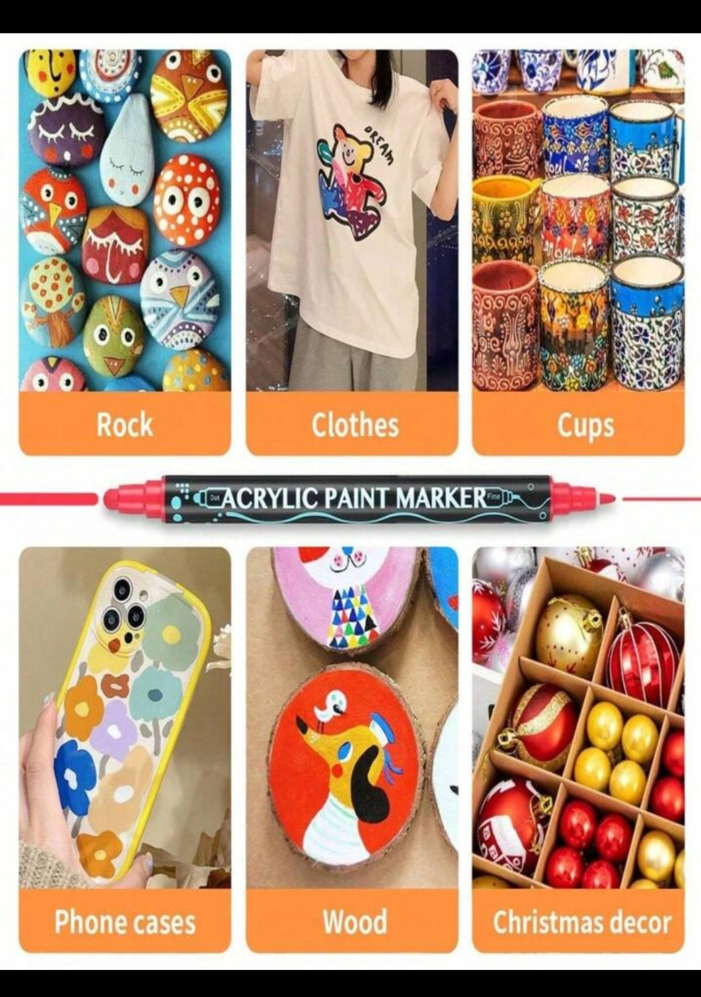 Dual Tip Acrylic Paint Pens Markers, Premium Acrylic Paint Pens For Wood, Canvas, Stone, Rock Painting, Glass, Ceramic Surfaces, DIY Crafts Making Art Supplies Back To School