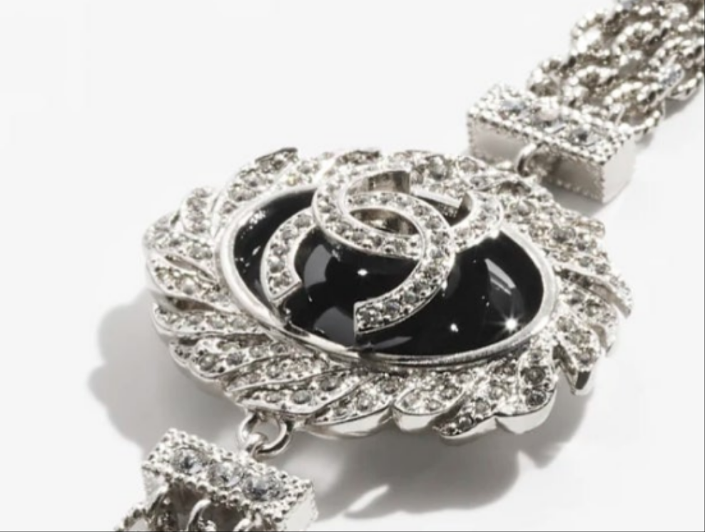 Chanel CC Bracelet Metal, Resin & Strass
Silver, Black & Crystal