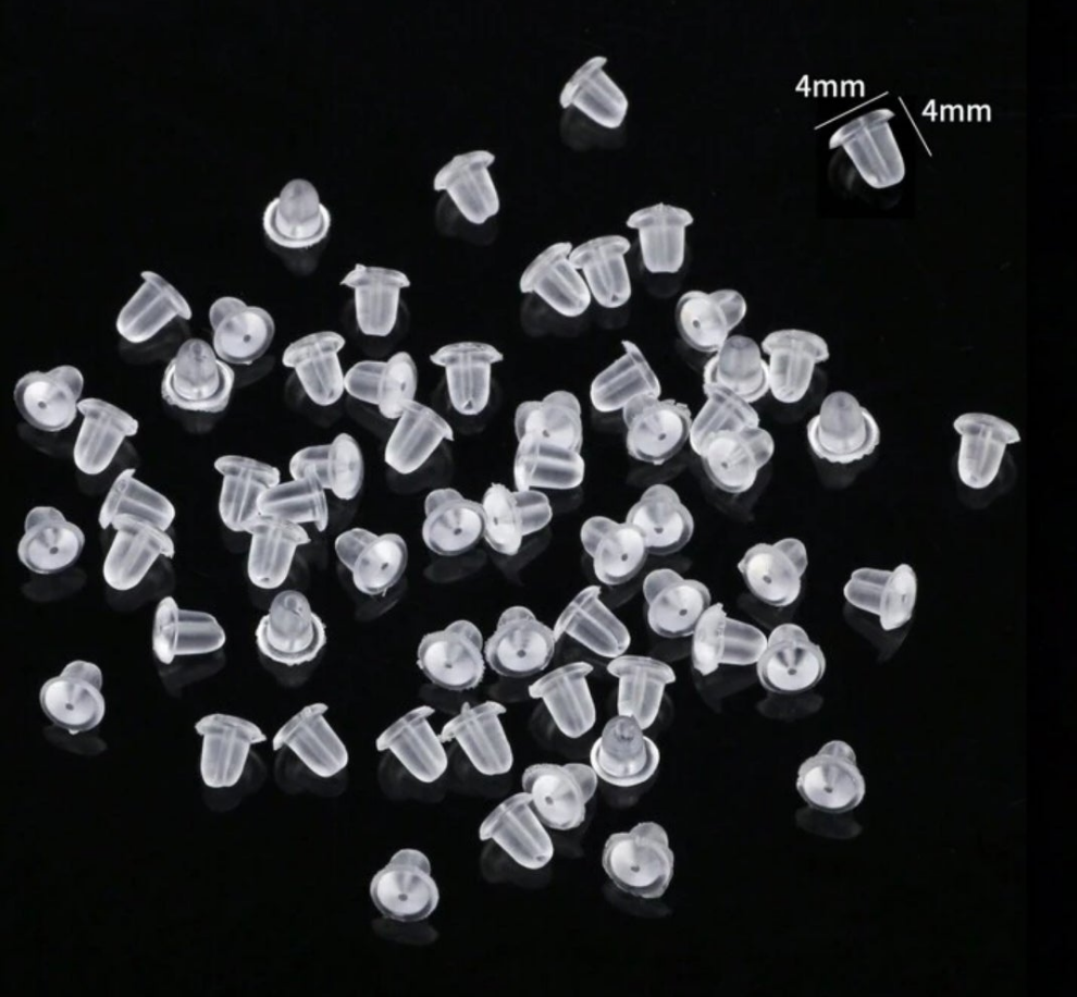 100pcs Transparent Hypoallergenic Plastic Ear Clog Ear Stud Earring Pin Backs Ear Plug For DIY Safety Earrings Making Accessories Earring Pin Backs Replacement