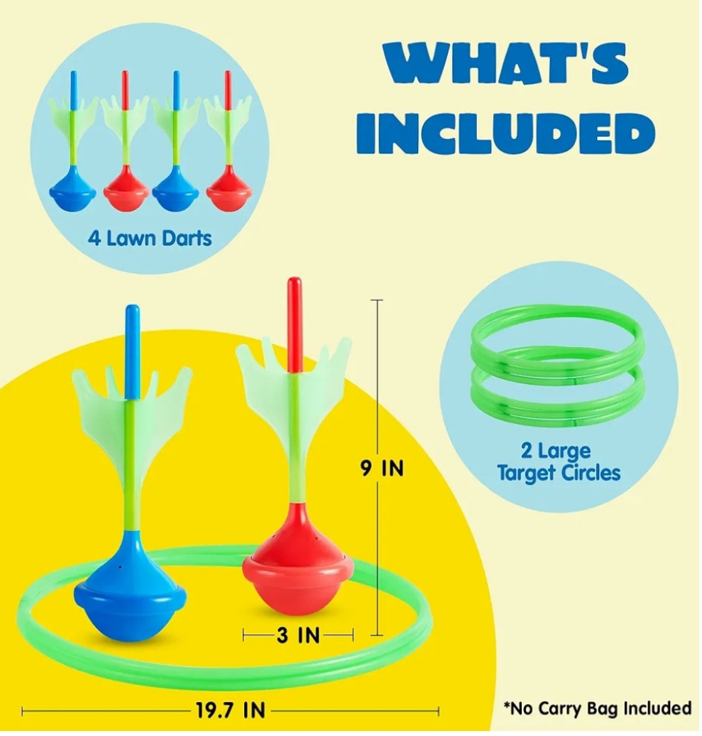 Lawn Darts Game Set for Kids and Adults - Glow in The Dark Outdoor Lawn Games for Adults and Family, Soft Tip Darts Set for Kids Camping, Outside Yard