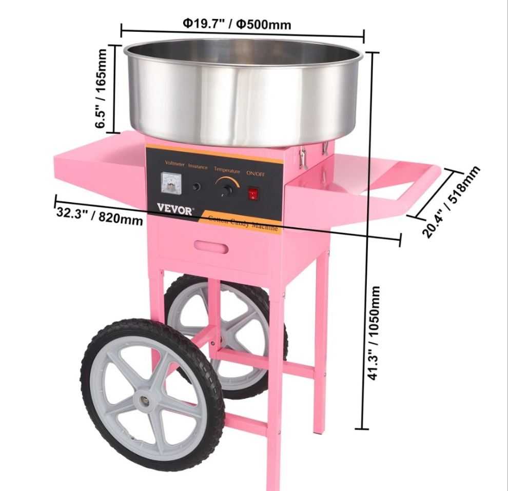Electric Hard Candy and Cotton Candy Machine with Cones