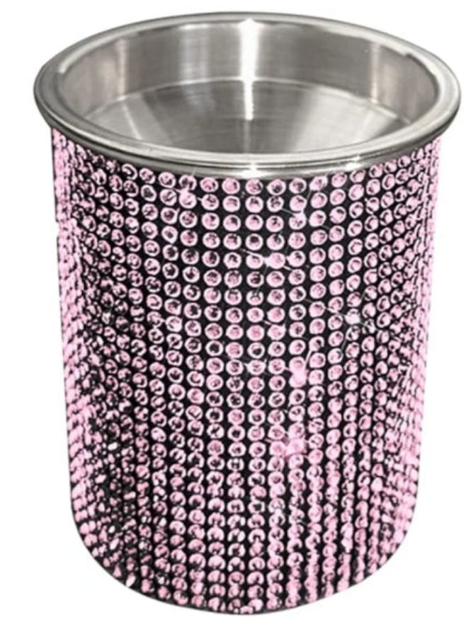 Bling Diamond Car Ashtray with Lid,Portable Ashtray for Car,Mini Car Cup Holder Trash Ashtray Can,Detachable Stainless Steel Smokeless Ash Tray with Shiny Crystal Rhinestones Car Accessories