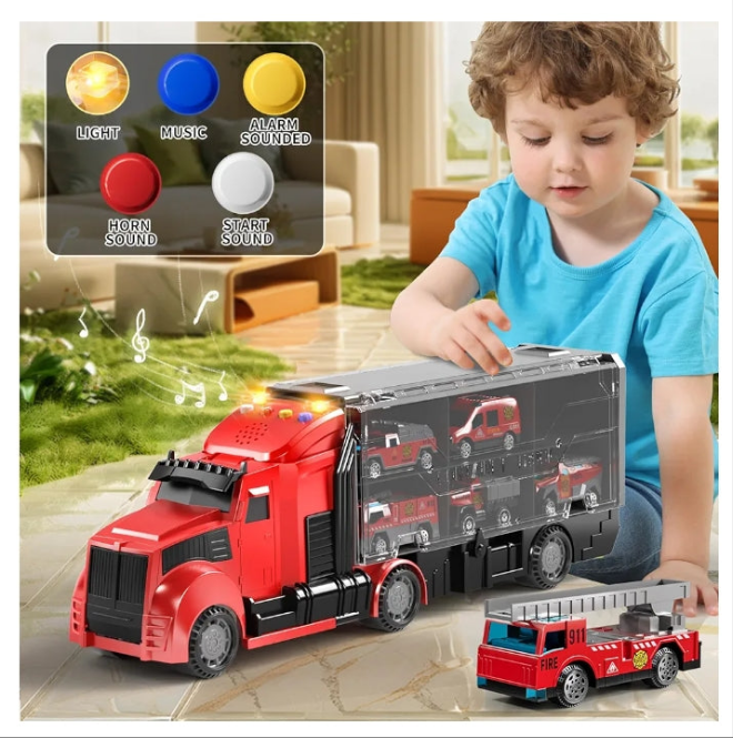 Toy Set with Play Mat, Carrier Truck Play Vehicles Set for 3 4 5 6 Years Old Boys Kids, Die-Cast Car Toy for Toddlers 3-4 Years, Birthday Gifts Toys for 3-9 Year Old Boys