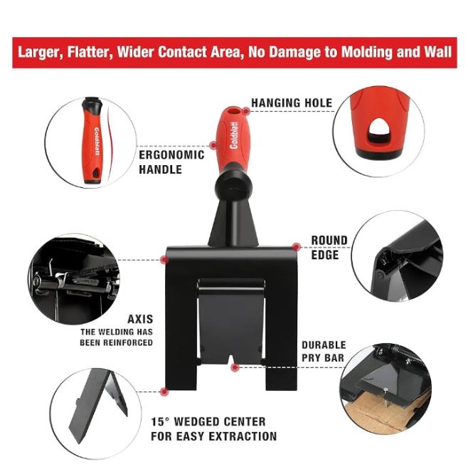 Goldblatt Trim Puller, Removal Multi-Tool for Commercial Work, Baseboard, Molding, Siding and Flooring Removal, Remodeling, Good Merry Christmas Gifts for Men Women