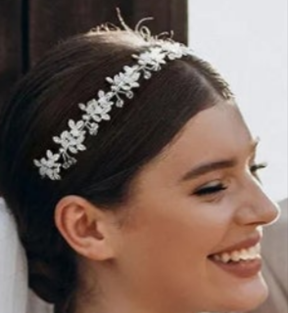 Silver Rhinestone Wedding Headband Tiara Crystal Headpiece Bridal Hair Accessories for Bride Women