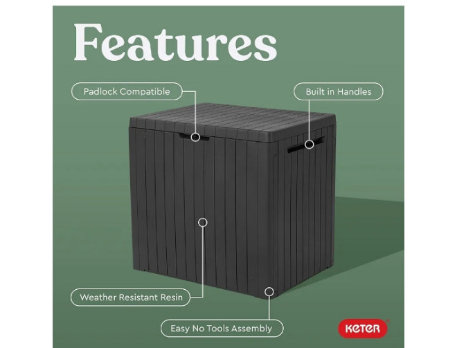 30 Gallon Resin Outdoor Storage Box and Patio Furniture Side Table for Pool and Garden Accessories,