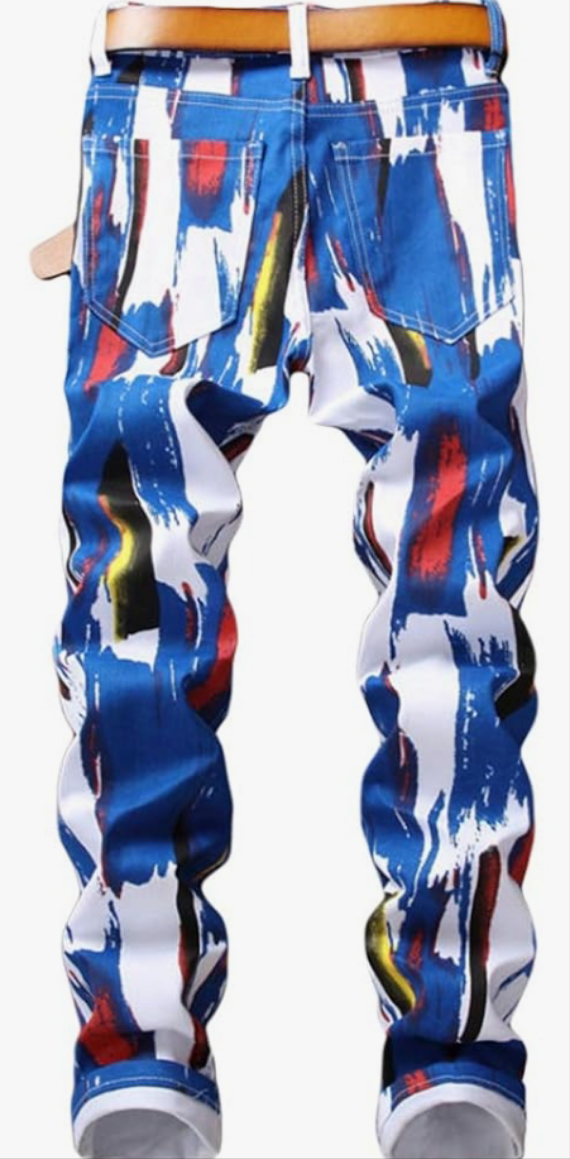 Men's Printed Jeans Skinny Denim Pants