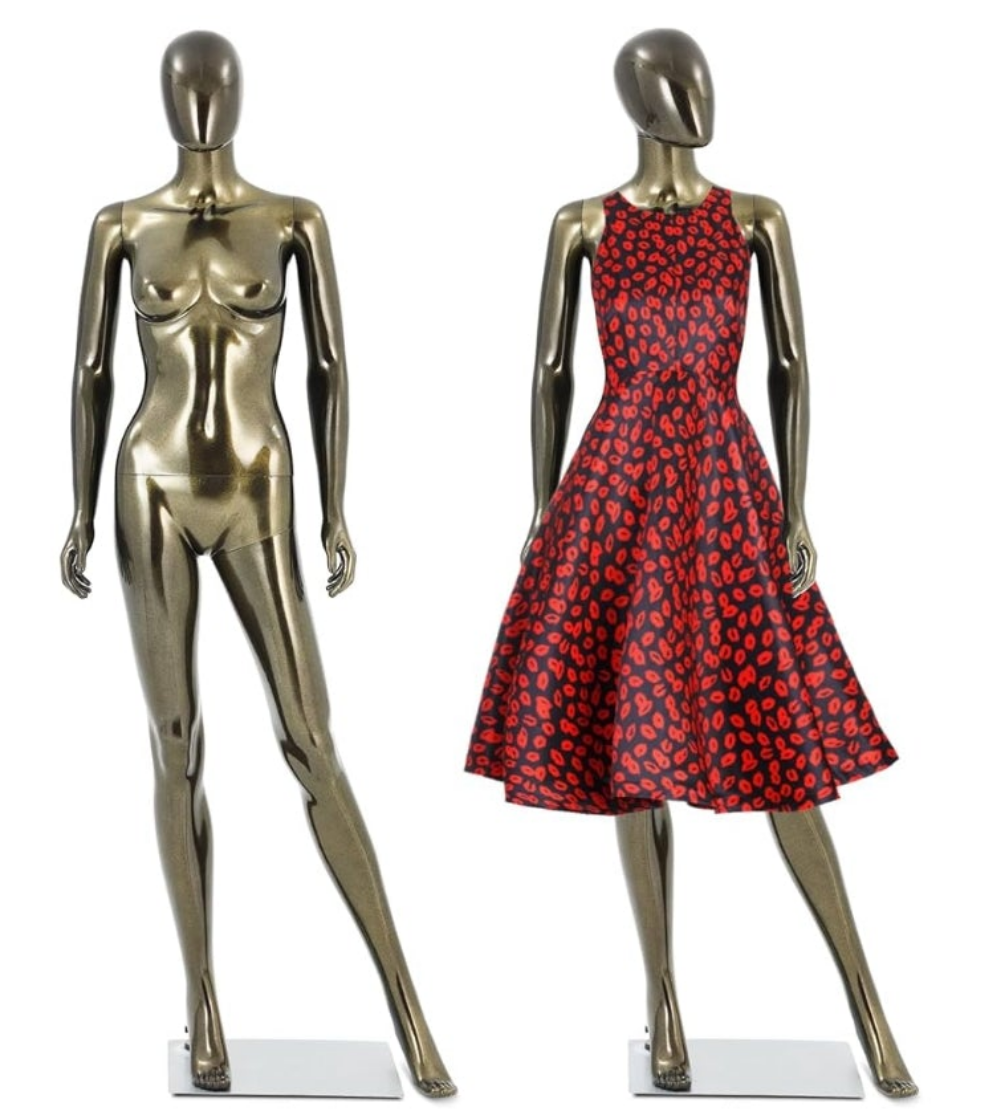 Mannequin Dress Form Display - Manikin Torso Stand Realistic Full Body Mannequin for Retail Clothing Shops, Halloween Christmas Cosplay (Silvery, Female or Male