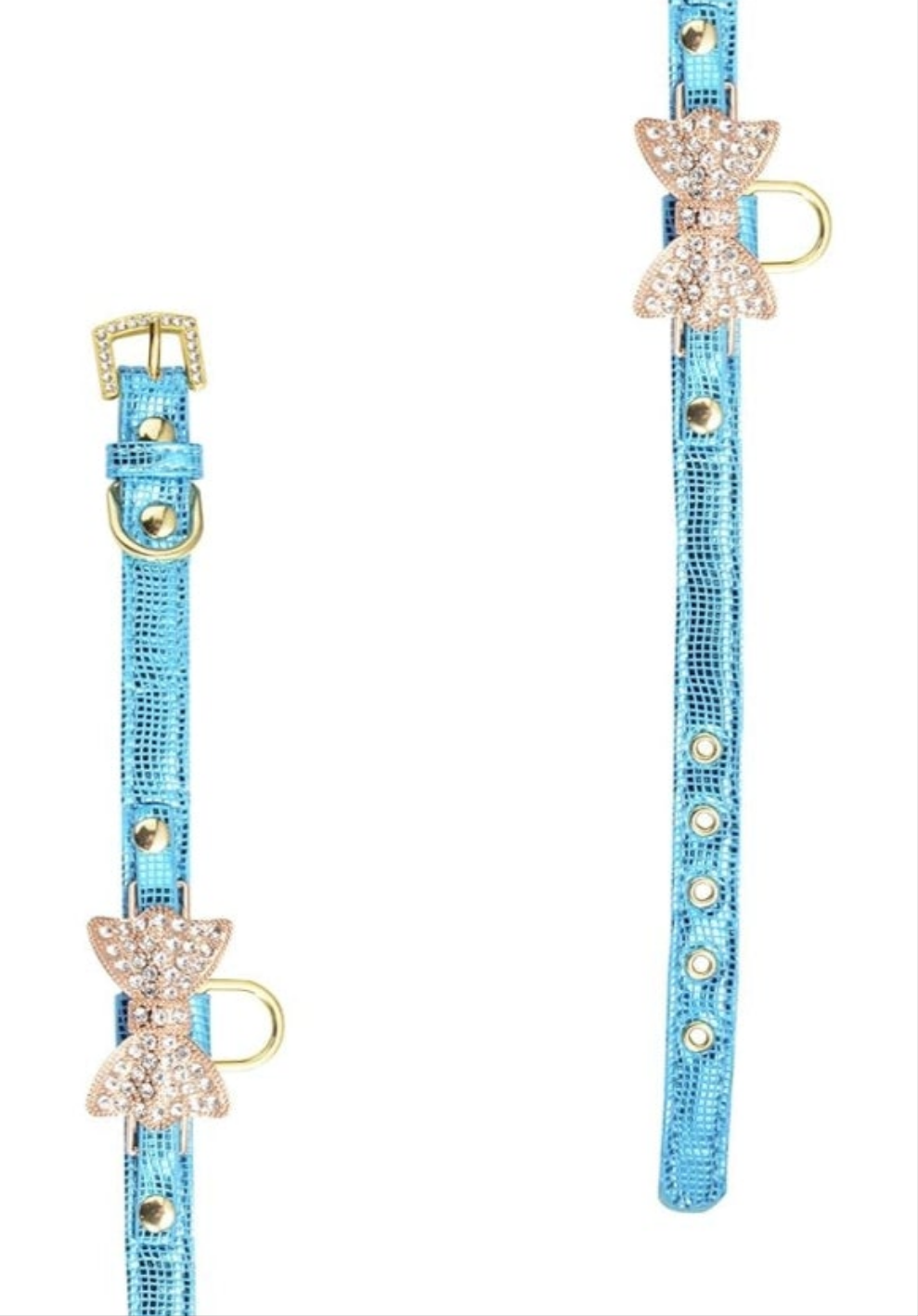Gold Bling Diamond Giltter Leather Fashion Collar with Ring for Tags for Small Dogs,Cat,Puppy and Kitty Walking Travel Party Gifts Tedd, Poodle Dog,Bulldog and Yorkshire Terrier (Small