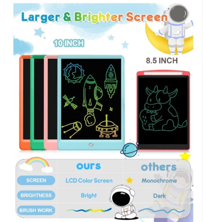 LED Writing Tablet, Doodle Board Toys Gifts for 3-8 Year Old Girls Boys, 10 Inch Colorful Electronic Board Drawing Pad for Kids, Gifts for Toddler Educational Learning Travel Birthday, Blue