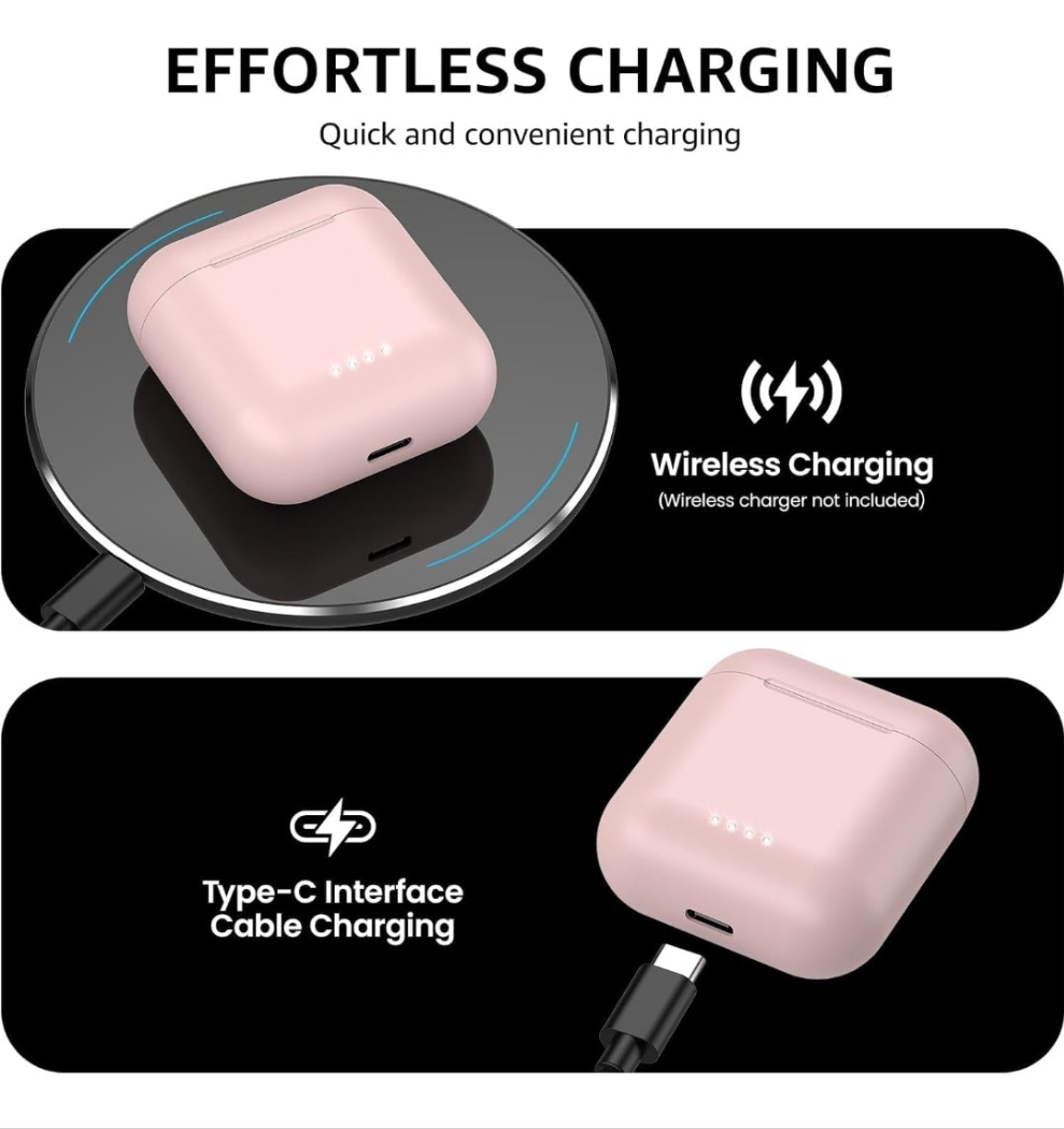 Wireless Earbuds Bluetooth 5.3 Headphones 50H Long Playtime, Wireless Charging Case, IPX8 Waterproof Stereo Earphones, Built-in Mic Calls, Headset Premium Deep Bass 32 Preset EQs via