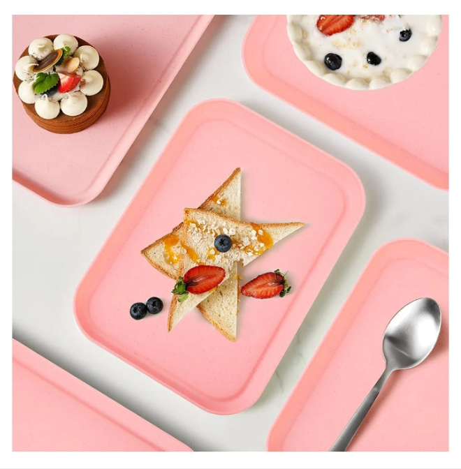 2 pcs Serving Tray for Entertaining, Serving Platters for Snacks, Fruit, Cookies, Dessert, Fast Food Reusable Plastic Trays for Serving Food and Pantry Organization in Kitchen & for Parties